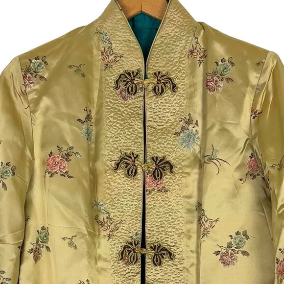 Solz Squirrel Vtg Chinese Reversible Satin Jacket Medium Frog Closure Embroidery - Picture 5 of 10